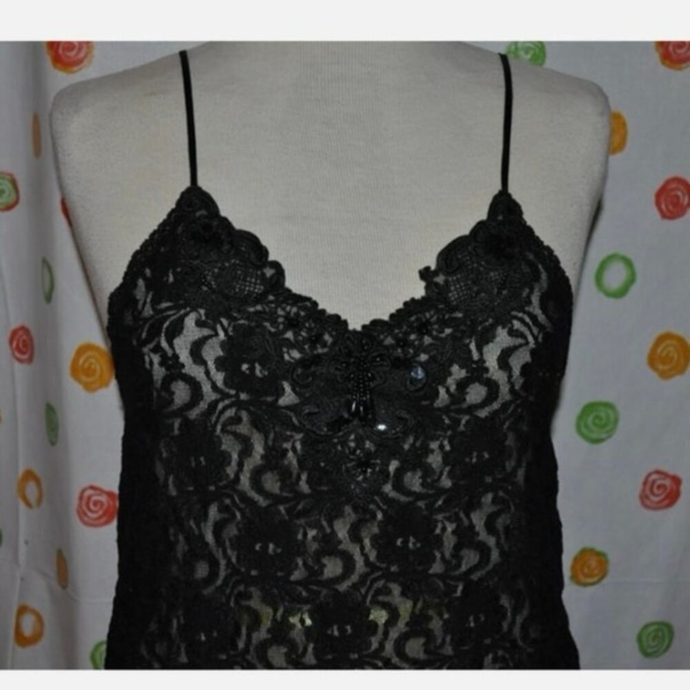 Y2k lace tank top beaded neckline - Picture 2 of 5